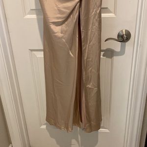 Size Large, satin, champagne sleeveless evening dress